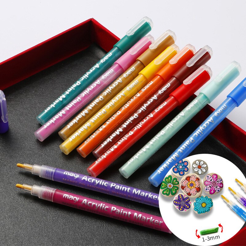 Diy Steen Keramische Acryl Borstel 12 Kleur Set Acryl Marker Pen Acryl Watergedragen Verf Pen