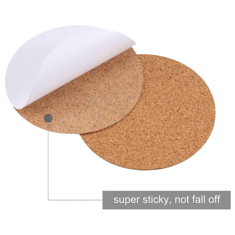 Self-Adhesive Cork Coasters,Cork Mats Cork Backing Sheets for Coasters and DIY Crafts Supplies (60 Pcs, Round)