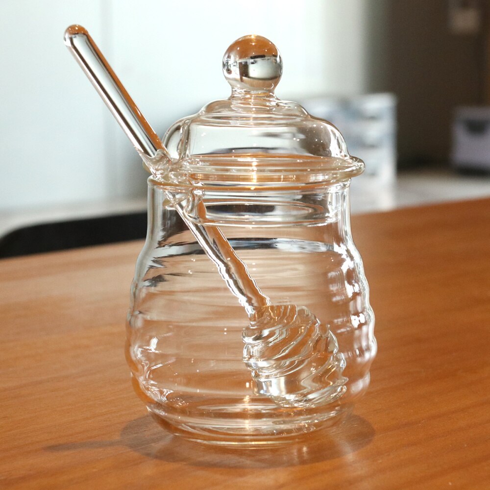 250Ml Glas Honing Pot Clear Jampot Set Met Dipper En Deksel Voor Home Kitchen Gebruik