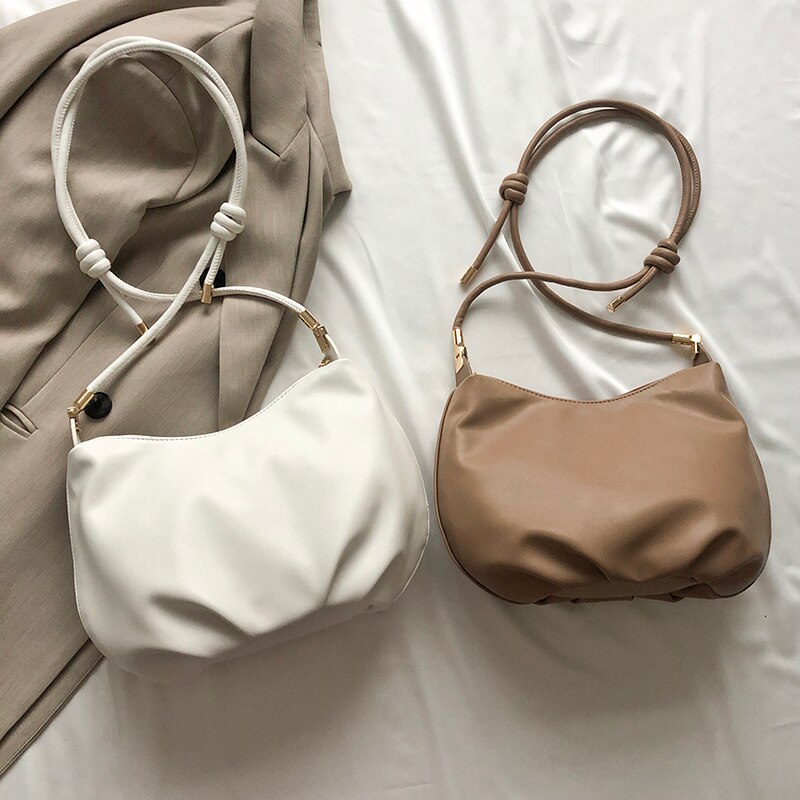 Elegante Vrouwelijke Cloud Tas Zachte Pu Lederen Schoudertas Crossbody Tassen Vrouwen Handtas Ins Geplooide Oksel