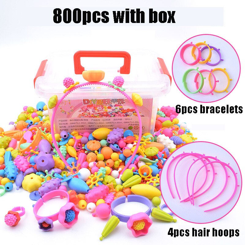 Pop Beads Snap Bead Colourful Jewelry DIY Jewelry Kit set Educational girls toys Making Necklace Bracelet and Ring: 800pcs with box