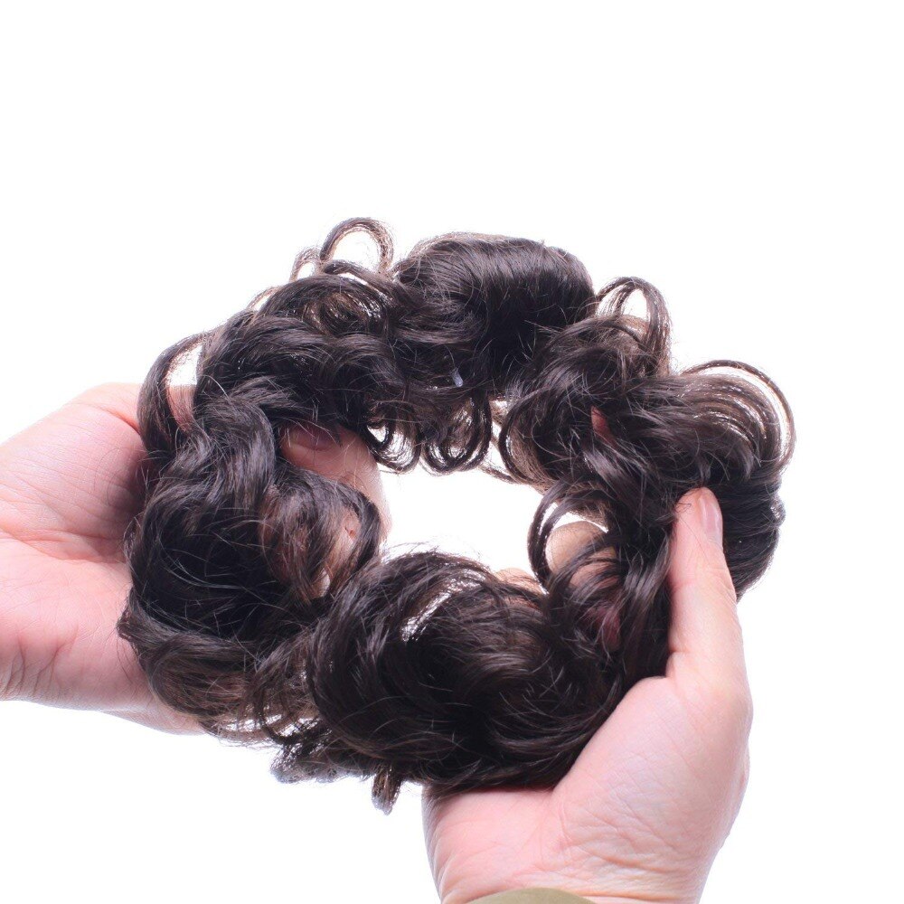 BESTUNG-moño de pelo rizado con banda de goma para mujer, pelo sintético ondulado, peluquín con forma de dona