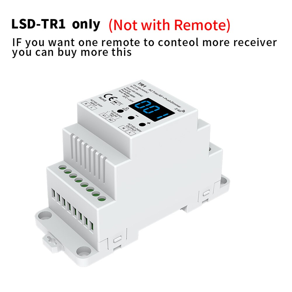 Dimmer LED 220V 230V 110V AC Triac Wireless Wifi RF Dimmable Push Switch with 2.4G Remote Dimmer Switch DIN Rail LED Lamp Bulb