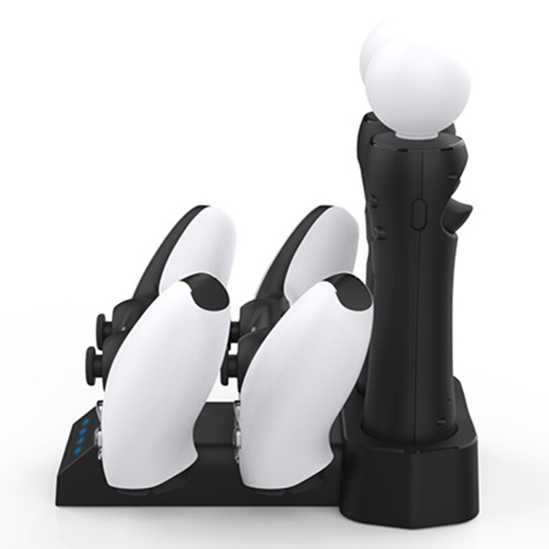 4 in 1 ladestation mit halterung, kompatibel mit  ps5/ ps vr move wireless-controllern, dual-ladestation