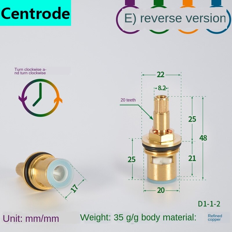 Faucet copper valve core and cold water fast opening triangle valve switch ceramic valve core copper head repair parts: Burgundy