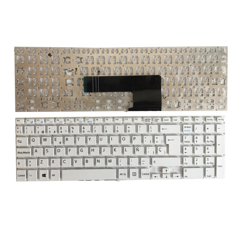 Spanish Laptop Keyboard for Sony Vaio Fit 15 SVF15 Series - SVF15A16CXB SVF15N17CXB SVF152100C SVF152A29M: White