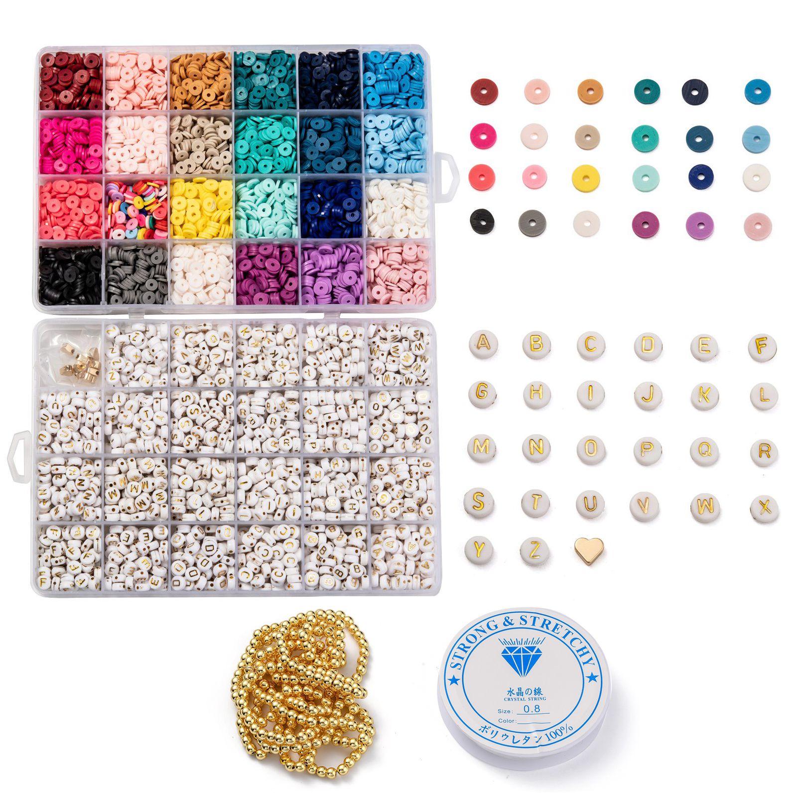 DIY Heishi Bead Style Stretch Bracelets Making Kits with Polymer Clay &amp; Acrylic &amp; Non-magnetic Synthetic Elastic Crystal Thread: A86