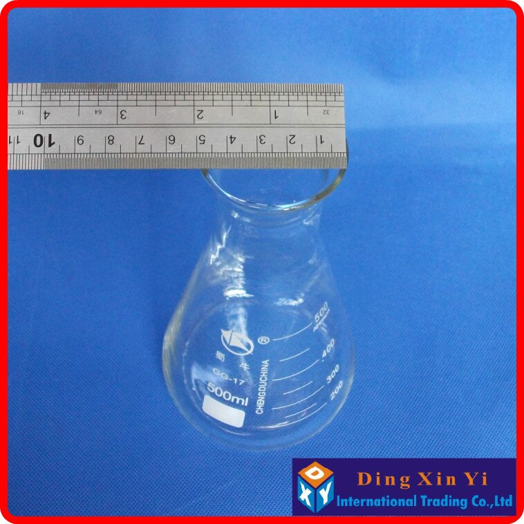 (2 pieces/lot) 500ml Glass Erlenmeyer Flask 500ml glass conical flask Laboratory use 500ml glass triangle flask BORO glass,GG17