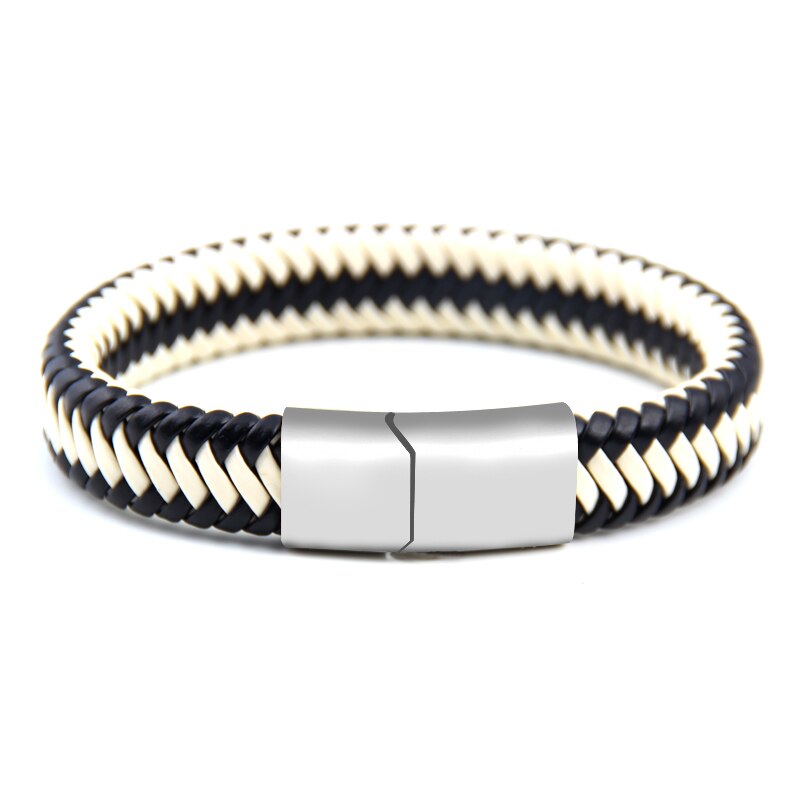 nouvelle Punk Rock Style Trengy bijoux aimant à la main dames Bracelet en cuir hommes accessoires Couple: black white