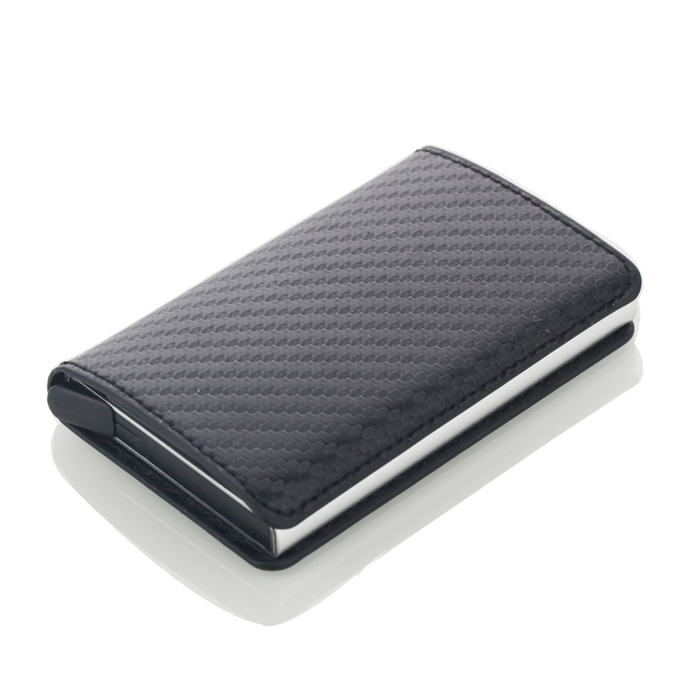 Automatic RFID Card Holder Men Credit Card Holders Business ID Card Case Aluminium Bank Card Wallets: Carbon fire black