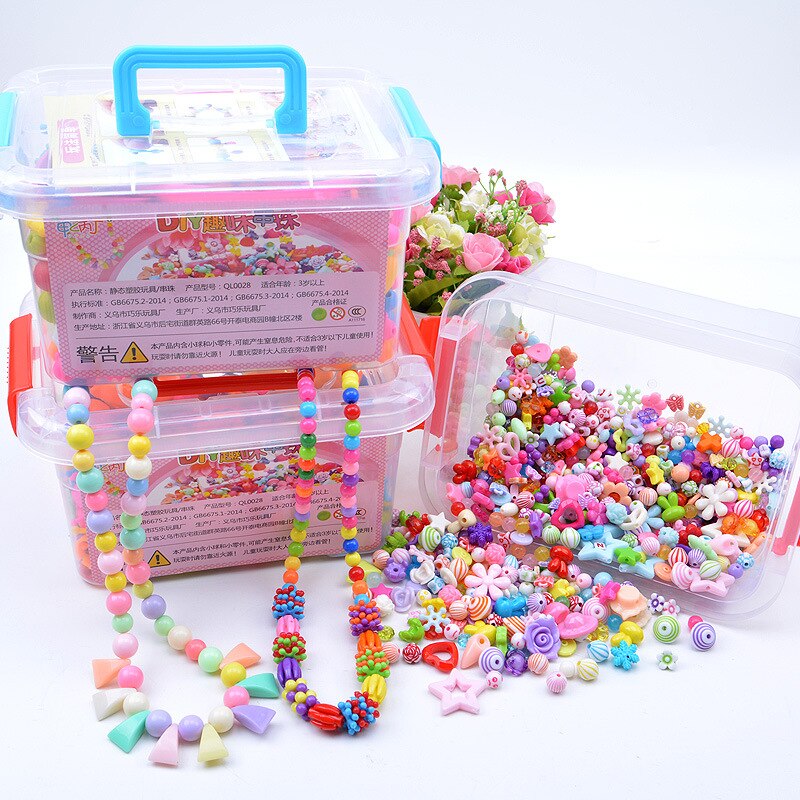1000Pcs Diy Kralen Speelgoed Kinderen Met Opbergdoos Handgemaakte Educatief Creatieve Armband Sieraden Meisje Sieraden Maken Speelgoed