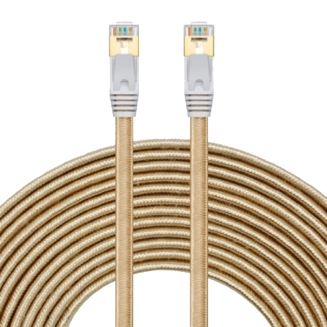 Cable Ethernet de red LAN de cobre puro blindado Cat 7 RJ45, cable de Internet con poliéster trenzado, 1M, 2M, 3M, 5m, 10m, 15m, 20m, 30m: Oro / 1,5 m