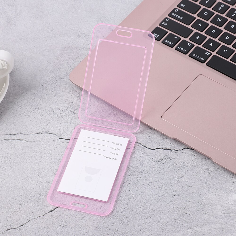 Plastic Naam Id Holder Dubbelzijdig Transparante Bank Bus Credit Protector Cover Student Card Opslag Accessoires