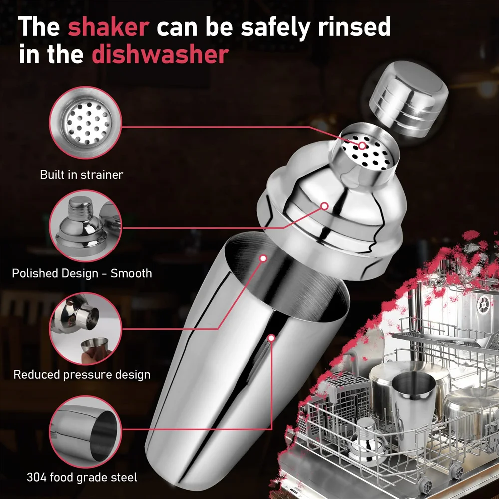 Bartender Cup Cocktail Shaker Bar Set Cocktail Tool for Drink Mixing Bar Tools Martini Shaker Liquor Pourer Muddler Spoon Jigger