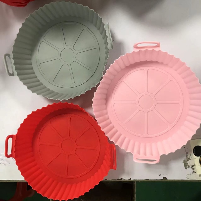 Plateau de cuisson de four réutilisable, friteuse à Air, moule rond en Silicone, Pizza poulet frit, panier en Silicone, poêle antiadhésive, accessoires de cuisson