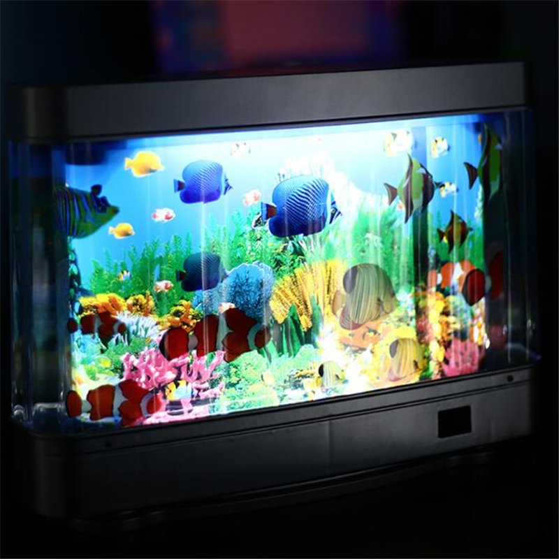 Kunstmatige Tropische Aquarium Decoratieve Nachtlampje Virtuele Oceaan Dynamische Led Tafellamp Schattige Kamer Inrichting: Default Title