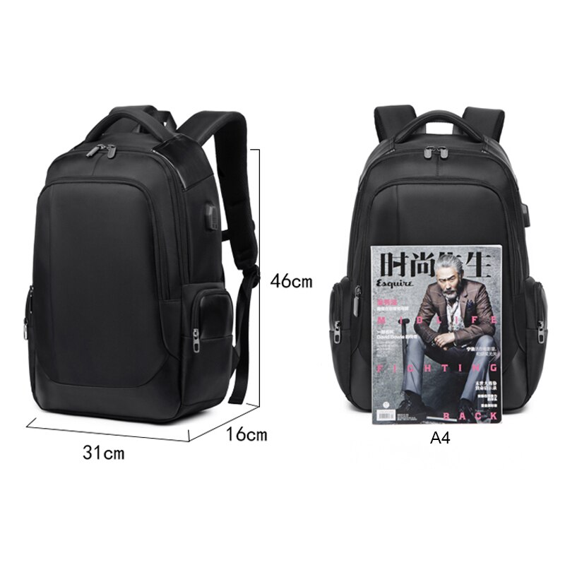 Männer Reise Rucksack USB Ladung Wasserdichte Funktionale Rucksack Schwarz 15,6 zoll Laptop Rucksäcke Männlichen Mochila Rucksack PCN073