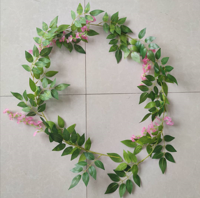 Guirnalda de hojas de Sauce de eucalipto verde Artificial, vid, boda, verde, hogar, de cumpleaños, mesa, pared, decoración de hojas verdes: model 3