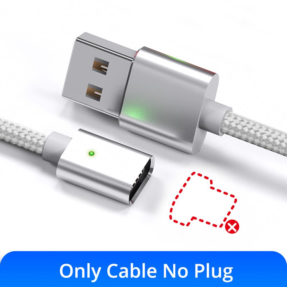 Anmone magnetische kabel snellader micro usb kabel 1m android datakabel magneet oplaadkabel voor mobiele 2m snellaadkabel: Witte kabel zonder stekker / 2m