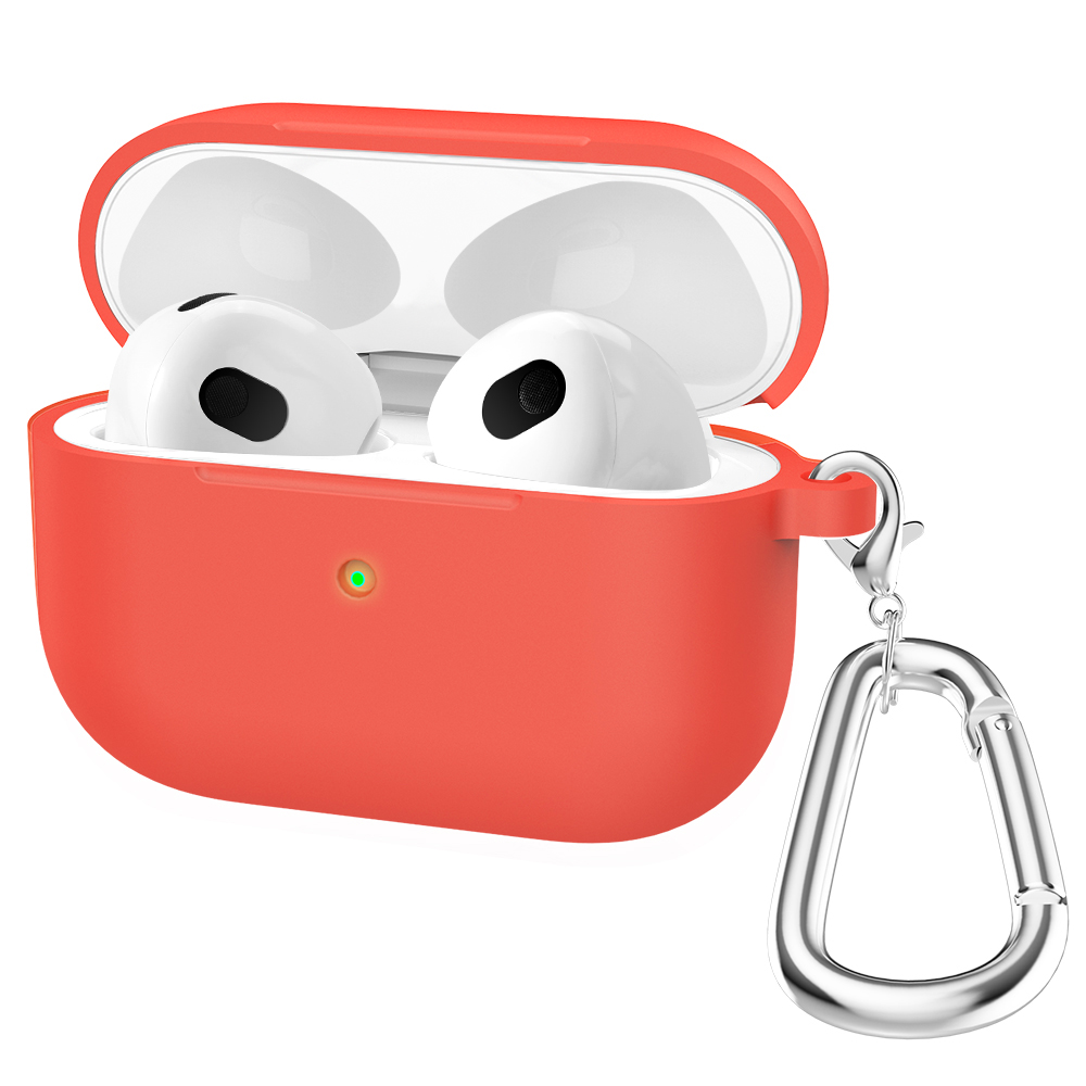 Silicone Cases For Apple Airpods 3rd generation Protective Shockproof Wireless Earphones Cover With Hook for air pods 3 Box Bags: Red