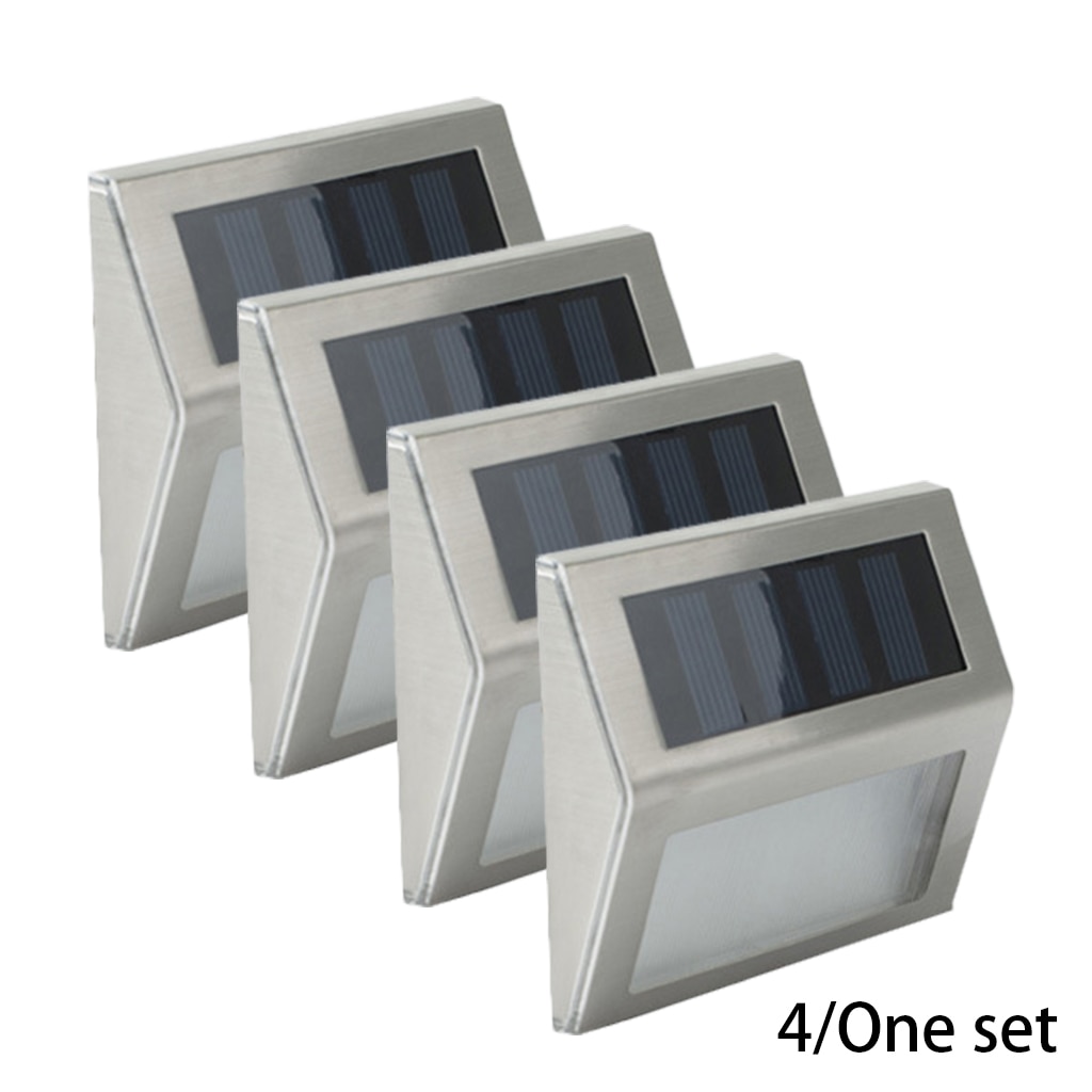 4 stk led solcellelys udendørs havedekoration rustfrit stål sensor sollys vandtæt havetrappe gårdsplads lamper