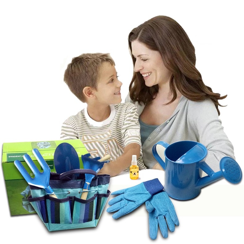 Educatief speelgoed voor kinderen, tuingereedschapset in 2 kleuren, blauw en roze, leuk voor dagelijkse vaardigheidsstudie voor jongens en meisjes