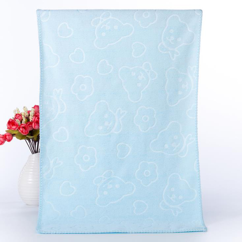 35*75 Cm Fiber Sneldrogende Handdoek Beer Cartoon Microfiber Absorberende Strand Handdoeken Keuken Schone Absorberende Handdoeken effen Kleur: Blauw