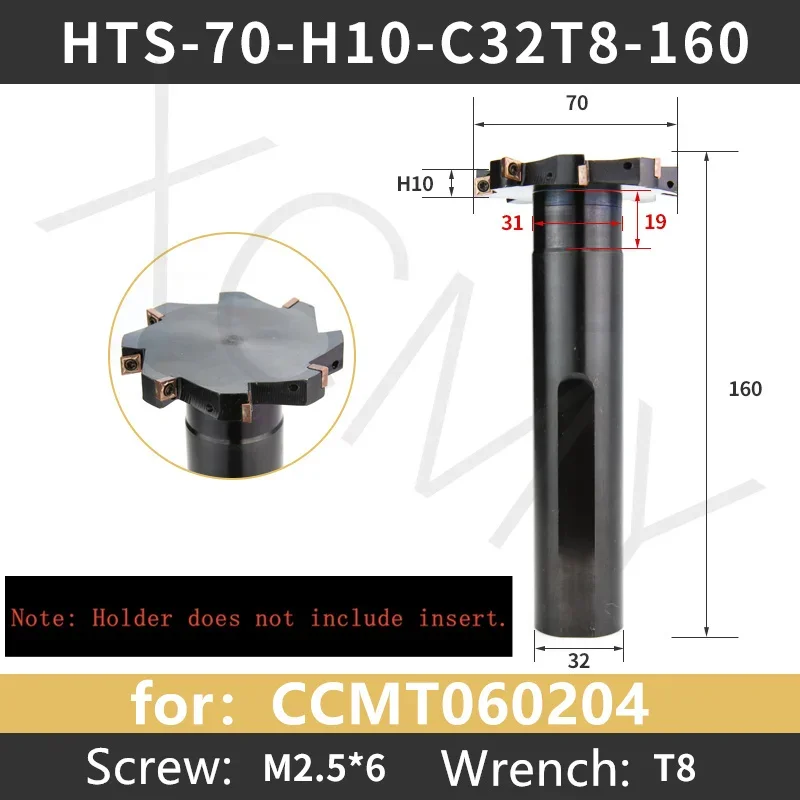 Fresa con ranura en T HTS D20-80 H08 H10 fresa con ranura Trapezoidal fresa lateral para CCMT06024 MPHT 060304 Inserto CNC