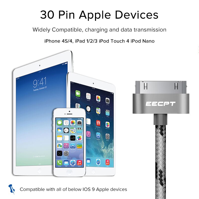 EECPT 30 Pin USB Kabel voor iPhone 4 S 4 S 3GS iPad 1 2 3 iPod Nano iTouch Charger kabel Data Sync Draad Snel Opladen Cord Adapter