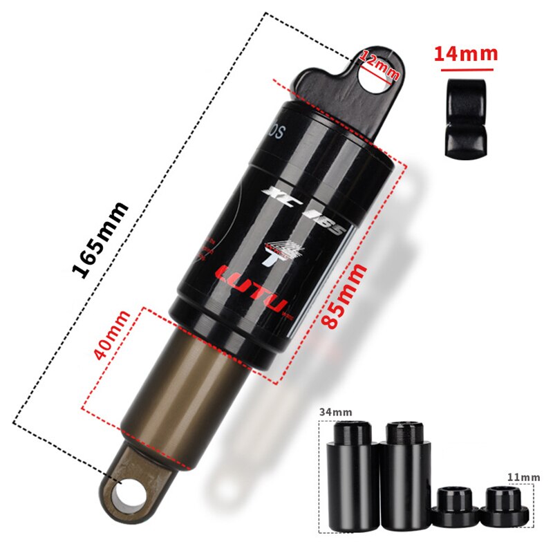 LUTU Bike Rear Shocks 165mm/190mm 850/1000 lbs MTB cross-country downhill bicycle electric hydraulic spring rear shock absorber