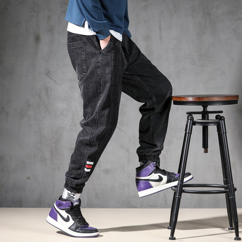 Men's Jeans Black Streetwear Punk Pants Hip Hop Jeans Men Slim Fit Cargo Pants Homme Plus size pants Oversized pants 5XL 6XL 7XL