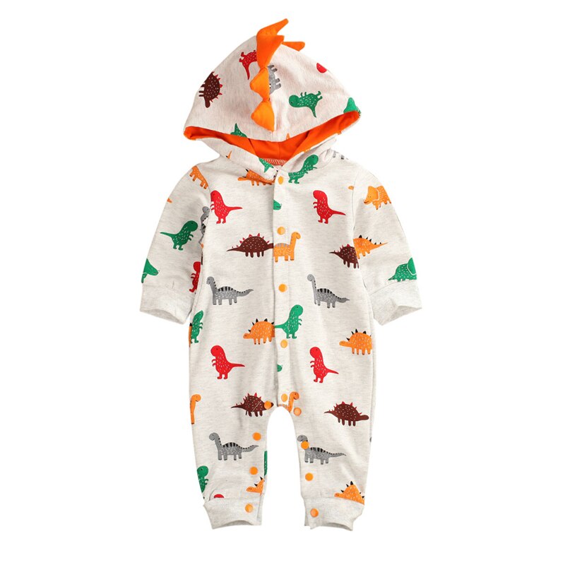 Pasgeboren Baby Jongens Dinosaurus Winter Hooded Rompertjes Baby Pasgeboren Jongen Romper Jumpsuits