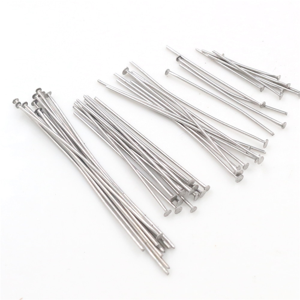 Geen Fade 100 Stks/partij 20 30 35 40 70 Mm Rvs Platte Kop Pin Bevindingen Headpins Voor Sieraden Maken diy Levert Accessoires