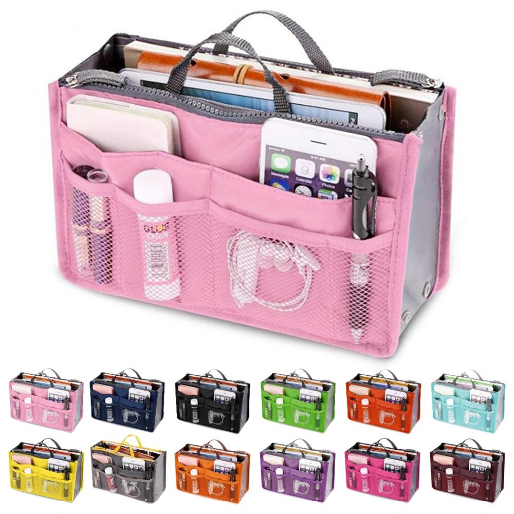 Organizer Insert Bag Women Nylon Travel Insert Organizer Handbag Purse Large Liner Lady Makeup Cosmetic Bag Female Tote