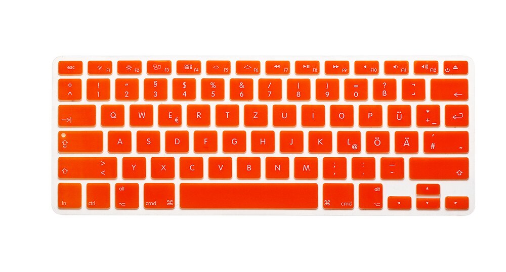 US Layout German Letters Deutsche Alphabet Keyboard Stickers for Macbook Pro 13" 15" 17"/ Macbook Air 13 Silicone keyboard Cover: Orange