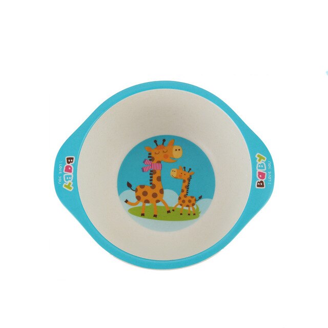 Bol de bébé en fibre de bambou plats pour enfants, bol d'alimentation naturel vaisselle pour enfants table dessin animé: Giraffe