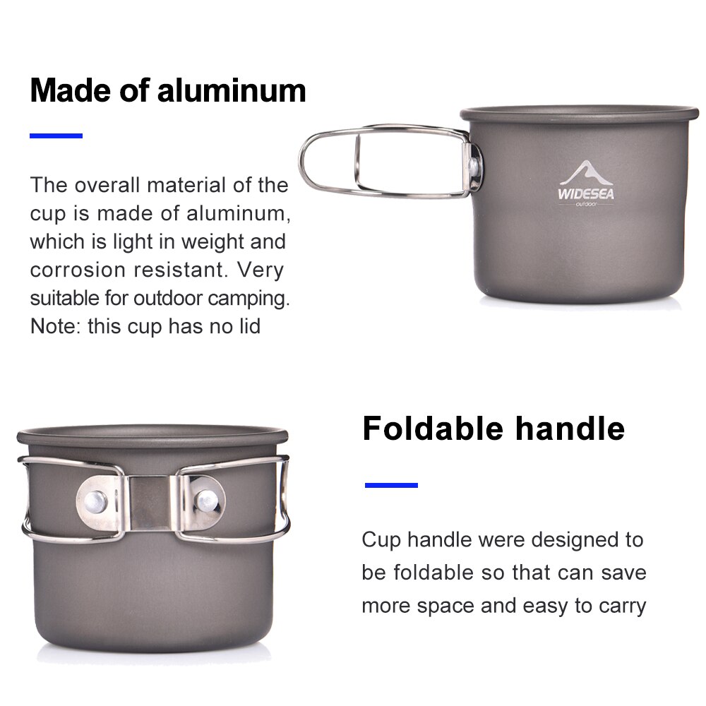Widesea – tasse de Camping en aluminium, tasse de café thé en plein air, vaisselle touristique, fournitures de cuisine de pique-nique, équipement de randonnée touristique