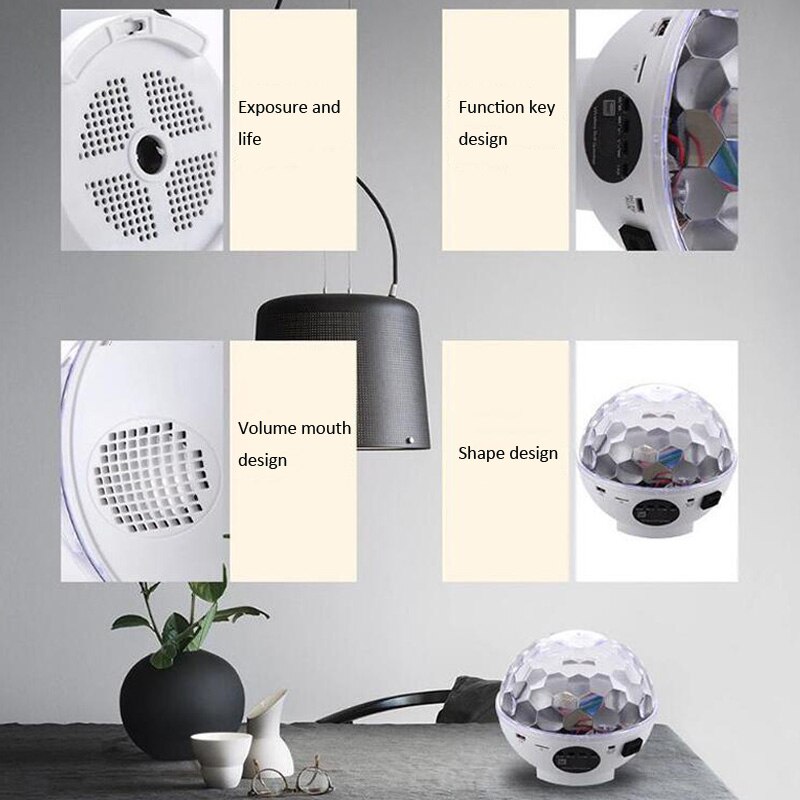 USB LED Bluetooth Speaker Light MP3 Player Magic Ball Light Audio Stage Light/LaSound control rotatiser Stage Light