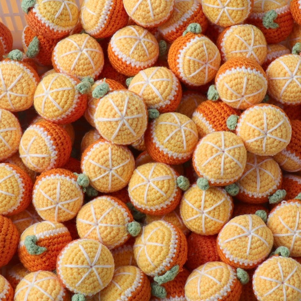 Lindo dibujo de lana fruta linda girasol naranja tejido a mano fresa lana Crochet fresa tejida fruta ornamento: Rojo