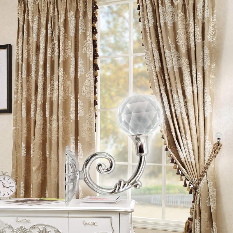 4 PCS Clear Crystal Curtain Holdbacks Wall Mounted Tassel Curtain Tieback Hook Drapery Tiebacks Clothes Coat Hat Towel Hanger Ho