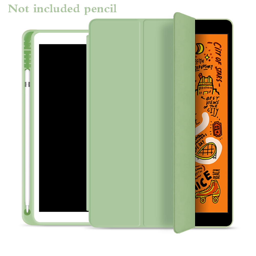 With Pencil Holder Case For iPad 10.2 inch Smart Case PU Leather Protective Shell Auto Sleep / Wake Cover For Model A2197: Matcha Green