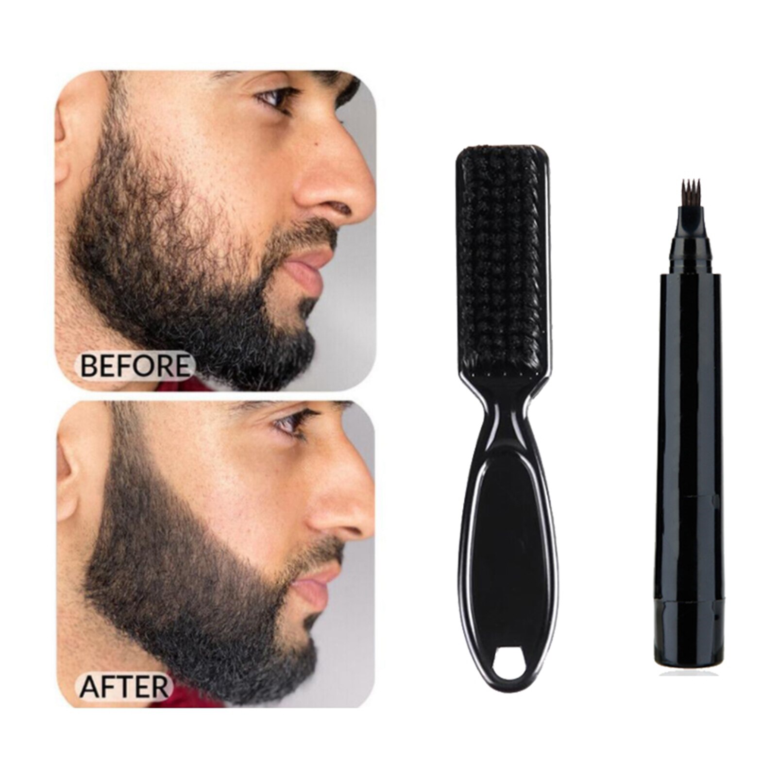 Barber skæg pen fyld skæg børste kit til mænd svedtæt kontureret skæg