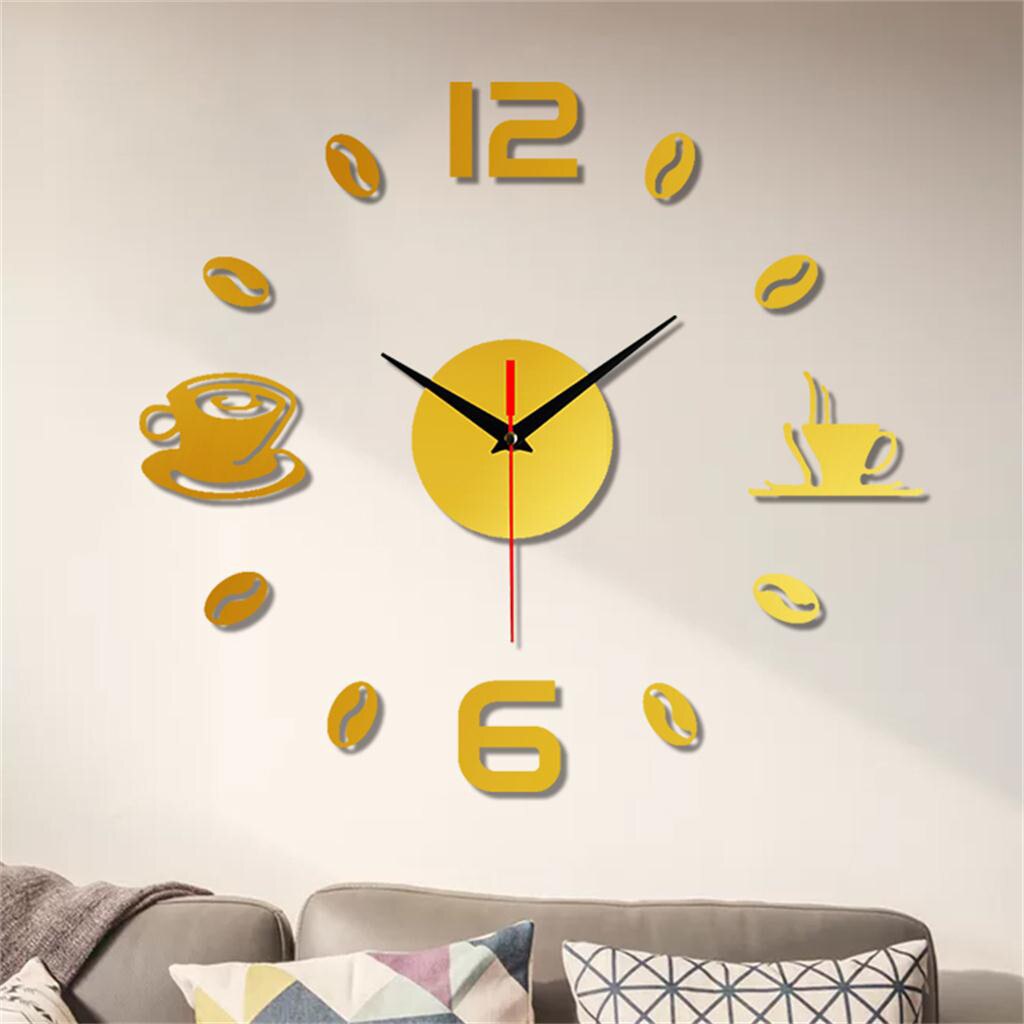 3d Diy Large Wall Clock Modern Frameless Diy Wall Mute Clock 3d Mirror Surface Sticker Home Office Decor 80x80 Clocks Dec: C