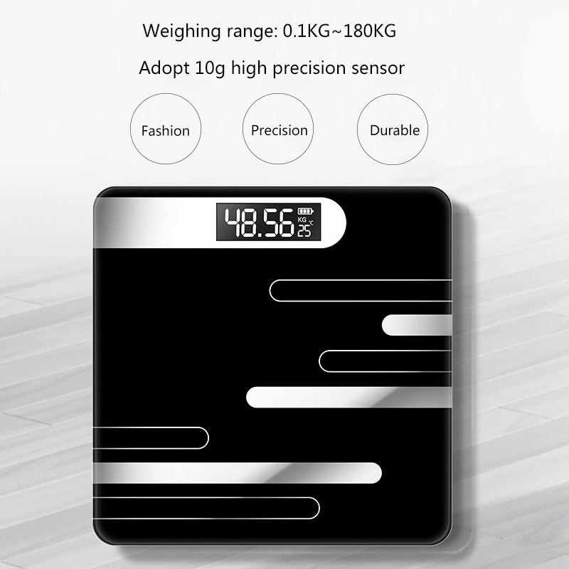 Gulvvægt badeværelse kropsfedt vægt glas elektronisk smart vægt lcd display krop vejer digital vægt vægt