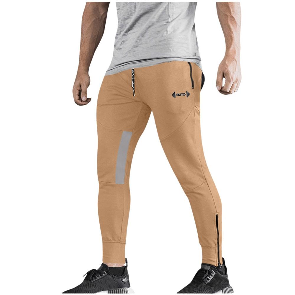 Men's Casual Outdoor Trousers Slim Sports Running Drawstring Fitness Long Pants Gym Pencil Pants Male Jogging Sportpants Spring: M / Khaki