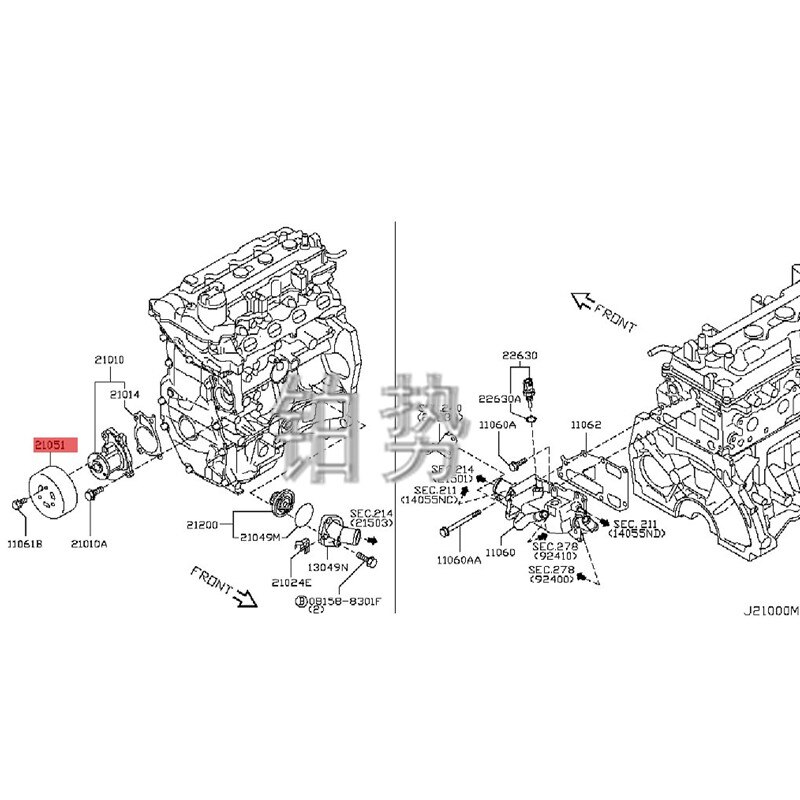 Car Fan and water pump pulley -Nis sanL IVI NAQ ASH QAI Tii daV enu es Cooling water pump pulley Booster pump pulley