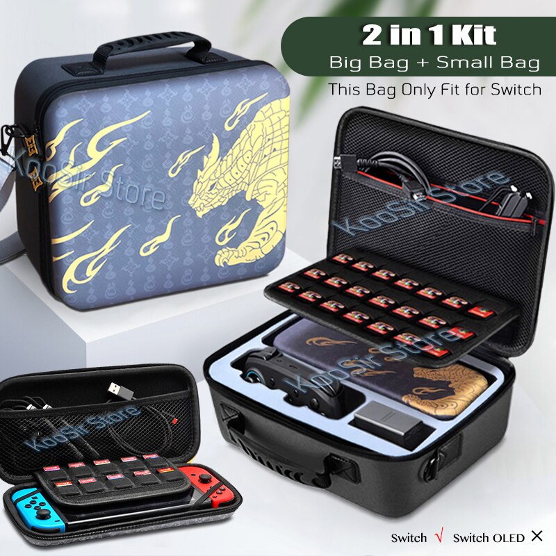 Bolsa de almacenamiento de lujo para Nintendo Switch, maleta con cubierta portátil para Nintendo Switch,: 2 in 1 Kit D