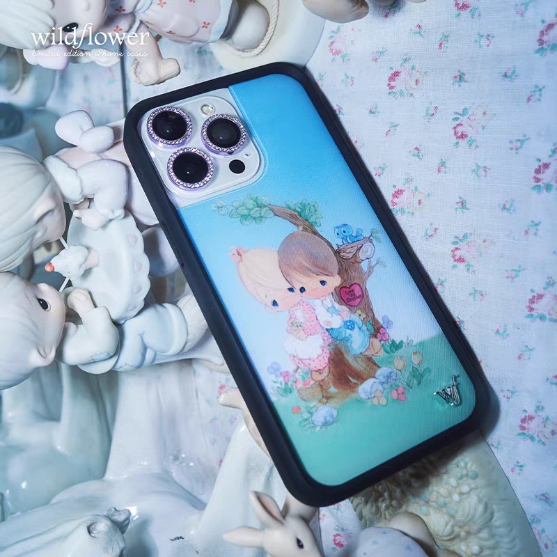 Coque de téléphone à fleurs sauvages, Moments précieux, pour iPhone 12 13 14 15 16 Pro Max Plus 16pro 15pro WF Angel Love Cherub