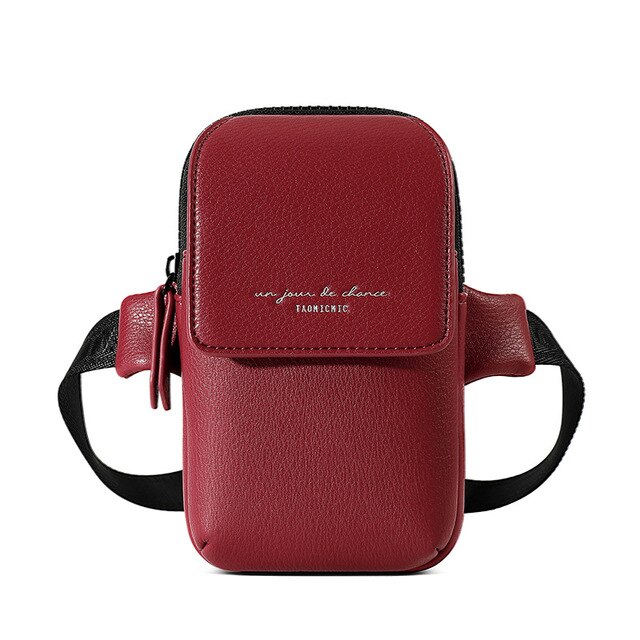Bolso cruzado de para mujer, mochila de pecho con cinturón de estilo Hip Hop, Mini riñonera femenina de cuero PU con bolsillo para teléfono: Red