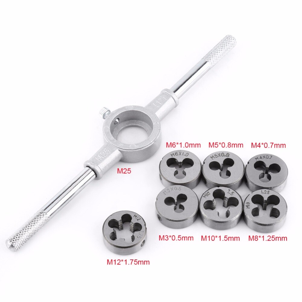 8PCS/Set Screw Die & Wrench Spanner External Thread Processing Tapping Hand Tool Kit Die Wrench Kit